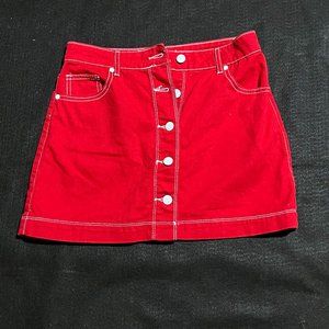Red Mini Skirt w/White Buttons